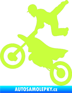 Samolepka Motorka 036 levá  motokros freestyle limetová