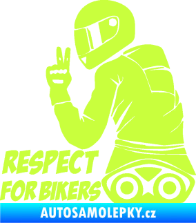 Samolepka Motorkář 003 levá respect for bikers nápis limetová