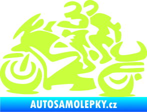 Samolepka Motorkář 009 levá se spolujezdcem limetová