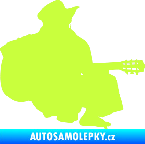 Samolepka Music 014 pravá hráč na kytaru limetová