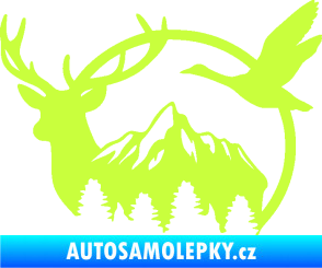 Samolepka Myslivost 002 levá lesní zvěř limetová