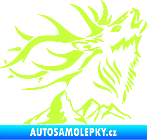 Samolepka Myslivost 003 pravá jelen a hory limetová