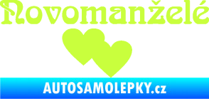 Samolepka Novomanželé 001 nápis se srdíčky limetová