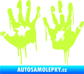 Samolepka Otisk rukou 001 levá krvavý limetová