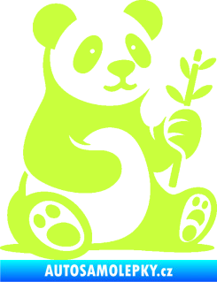 Samolepka Panda 011 pravá s bambusovou větvičkou limetová