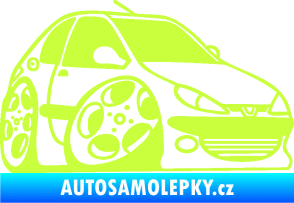 Samolepka Peugeot 206 karikatura pravá limetová