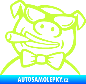 Samolepka Prase 005 levá s doutnikem limetová