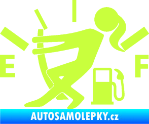 Samolepka Prázdná nádrž 002 palivoměr, varianta s ženou limetová