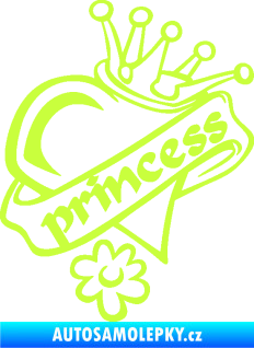 Samolepka Princess nápis v srdíčku limetová