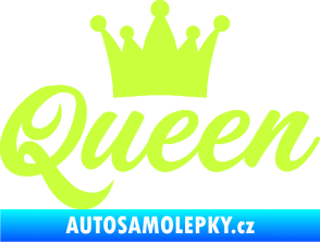 Samolepka Queen nápis s korunou limetová