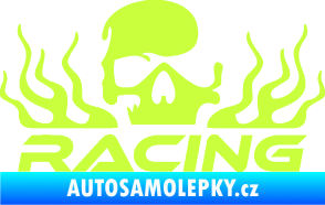 Samolepka Racing nápis s lebkou pravá limetová