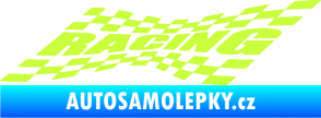 Samolepka Racing nápis v šachovnici limetová