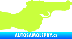 Samolepka Ruka s pistolí 001 pravá ruce vzhůru limetová