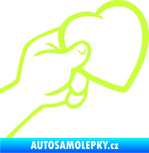 Samolepka Ruka se srdíčkem pravá limetová