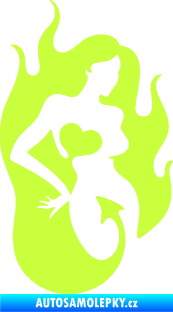 Samolepka Sexy žena 004 pravá s ďáblem v těle limetová