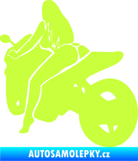 Samolepka Sexy žena na motorce levá limetová