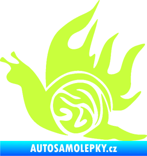 Samolepka Šnek s plameny levá limetová