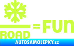 Samolepka Snow road fun nápis s vločkou limetová