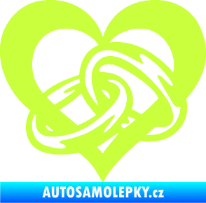 Samolepka Snubní prstýnky v srdíčku levá limetová