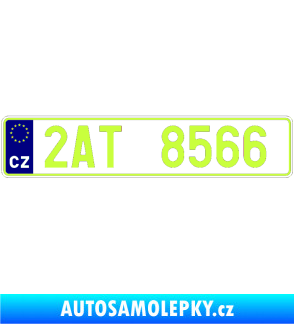 Samolepka SPZ s EU neodrazkový podklad limetová