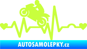 Samolepka Srdeční tep 013 levá motorkář limetová