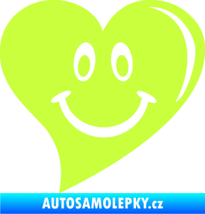 Samolepka Srdíčko 014 pravá s úsměvem limetová