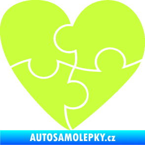 Samolepka Srdíčko 018 pravá puzzle limetová