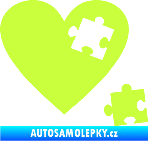 Samolepka Srdíčko 022 pravá vypadlý puzzlík limetová