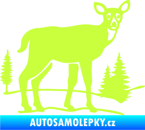 Samolepka Srna 002 pravá s krajinou limetová