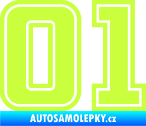 Samolepka Startovní číslo 01 typ 5 limetová