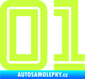 Samolepka Startovní číslo 01 typ 7 limetová