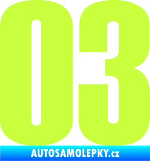 Samolepka Startovní číslo 03 typ 2   limetová