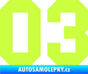 Samolepka Startovní číslo 03 limetová