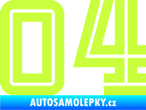 Samolepka Startovní číslo 04 typ 7 limetová