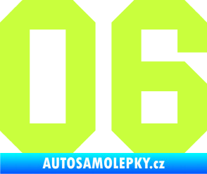 Samolepka Startovní číslo 06 limetová