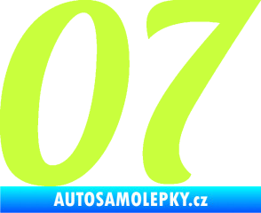 Samolepka Startovní číslo 07 typ 3 limetová