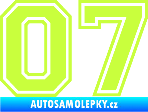 Samolepka Startovní číslo 07 typ 4 limetová