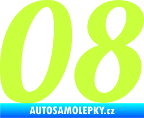 Samolepka Startovní číslo 08 typ 3 limetová