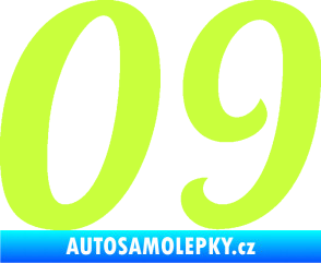 Samolepka Startovní číslo 09 typ 3  limetová