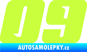 Samolepka Startovní číslo 09 typ 6 limetová
