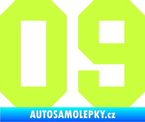 Samolepka Startovní číslo 09 limetová