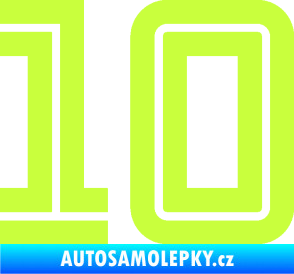 Samolepka Startovní číslo 10 typ 7 limetová