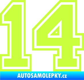 Samolepka Startovní číslo 14 typ 4 limetová