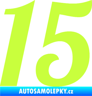Samolepka Startovní číslo 15 typ 3      limetová