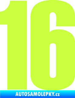 Samolepka Startovní číslo 16 typ 2   limetová