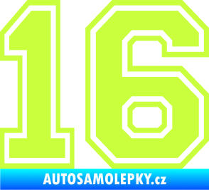 Samolepka Startovní číslo 16 typ 4 limetová