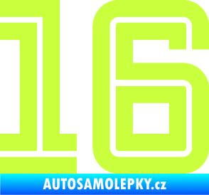 Samolepka Startovní číslo 16 typ 7 limetová