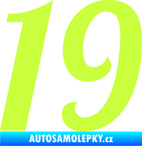 Samolepka Startovní číslo 19 typ 3          limetová