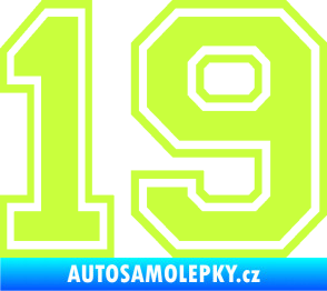 Samolepka Startovní číslo 19 typ 4 limetová