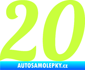 Samolepka Startovní číslo 20 typ 3           limetová